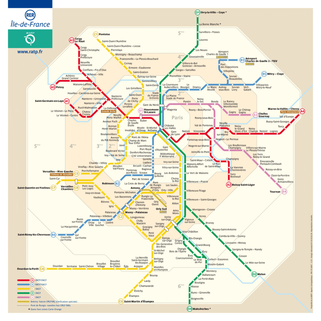 mappa RER parigi