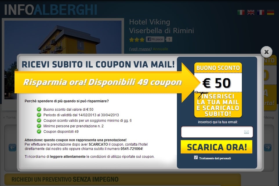 coupon info alberghi