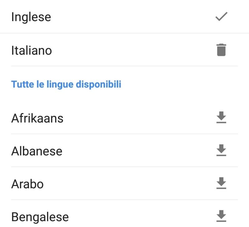 Traduttore Google lingue disponibili