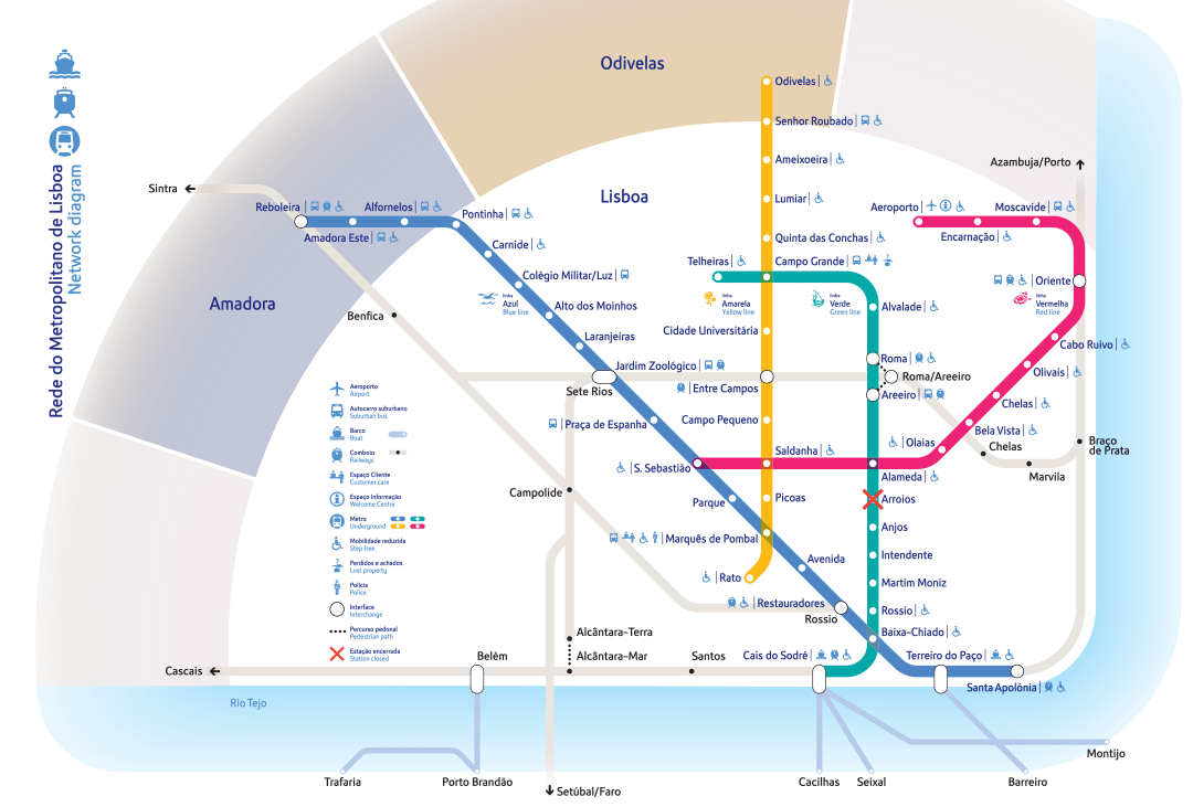 mappa metro lisbona