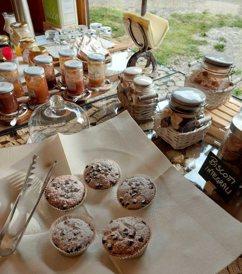 colazione con dolci fatti in casa al Glamping Il Sole