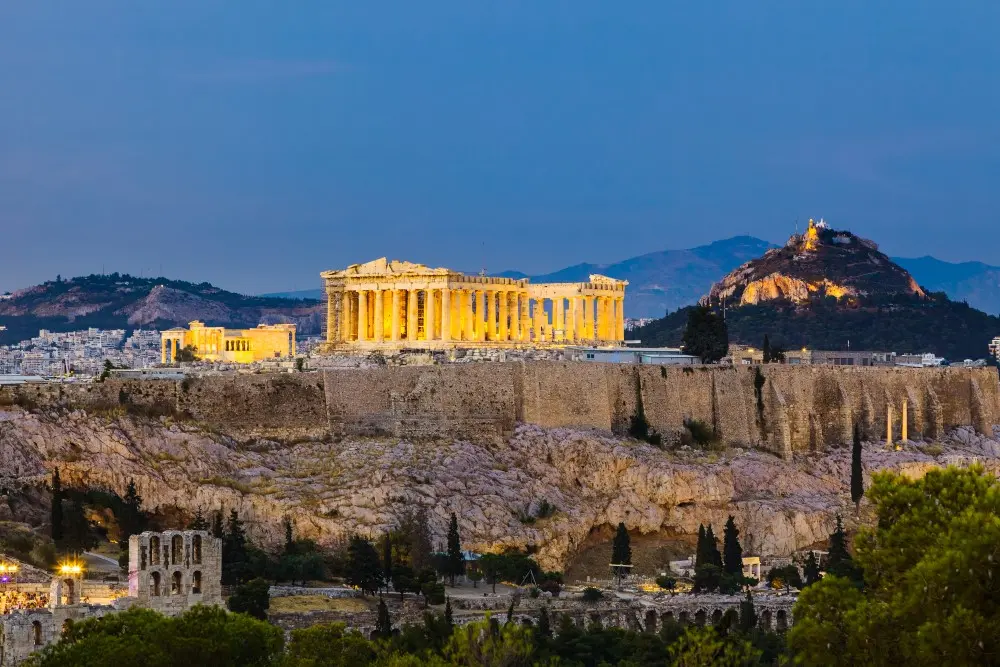 Atene Grecia Acropoli di notte
