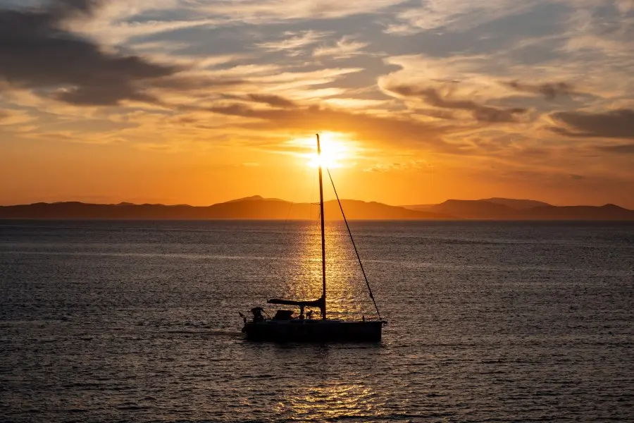 Tramonto Grecia Barca Vela