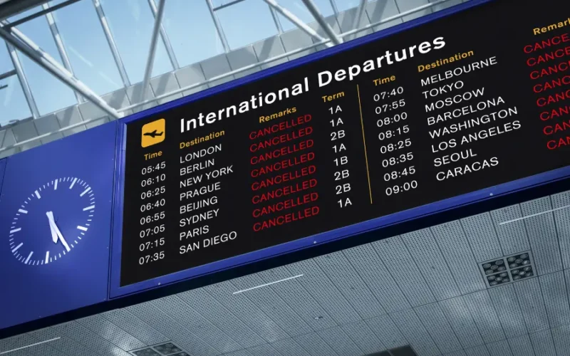 tabellone voli in ritardo o cancellati