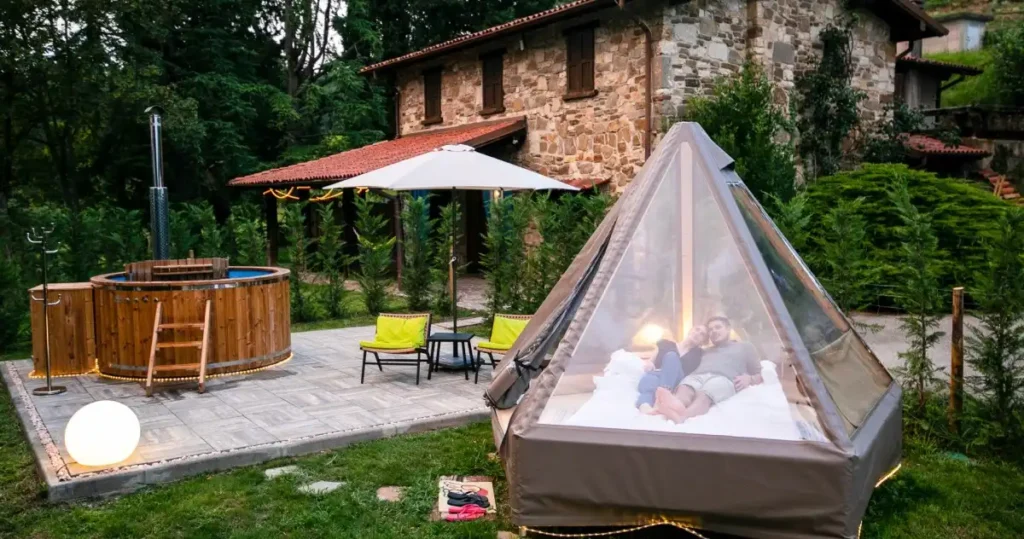 Tepee Voyager con idromassaggio e ampio chalet privato